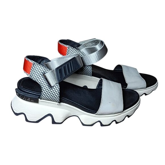 Sorel Kinetic Impact Strap Sandals Women’s 8.5 Gray Platform Chunky Wedge Sporty - Picture 1 of 10